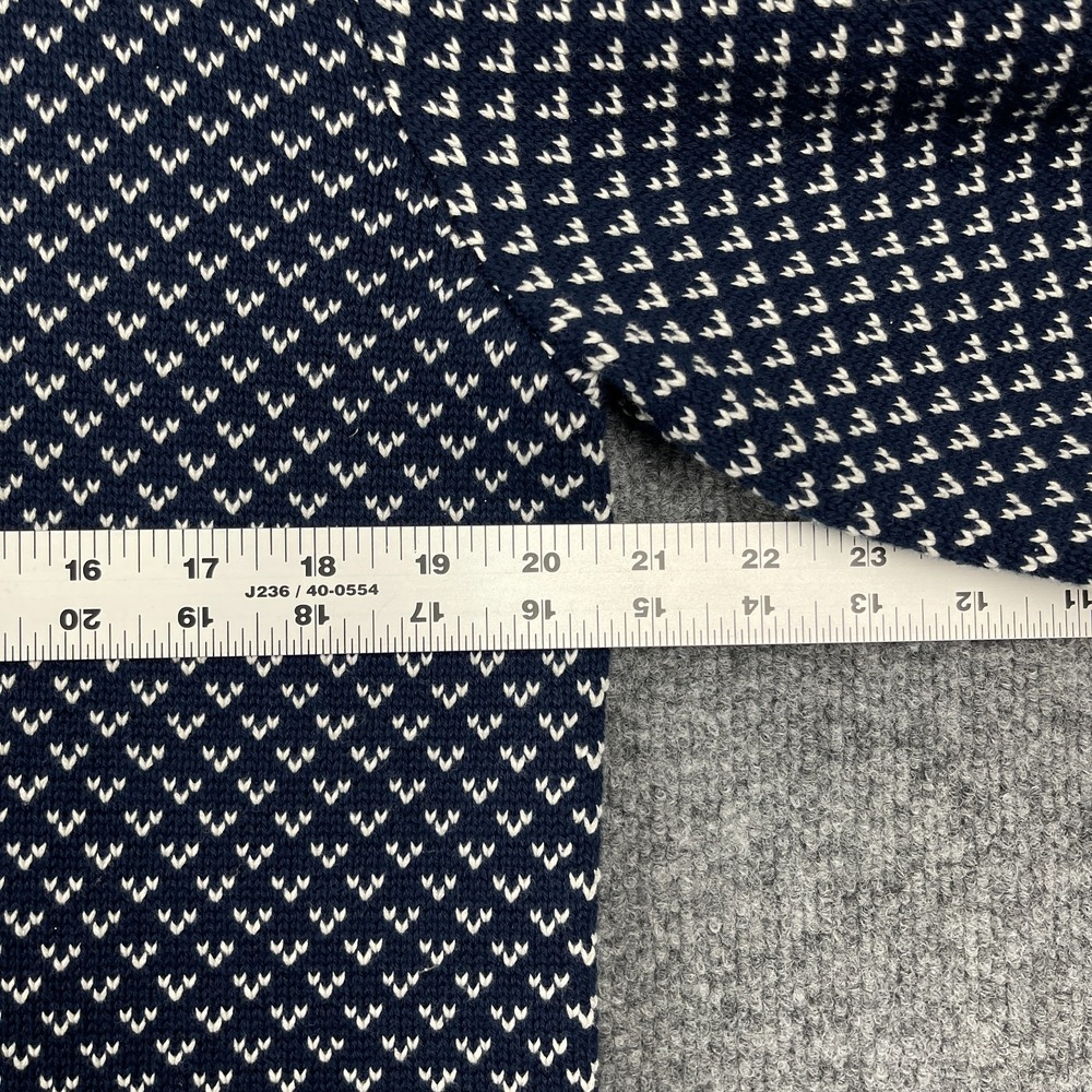 Magaschoni Men's Knit Sweater Medium Navy Blue White Crewneck Cotton Preppy NWT - Picture 6 of 9